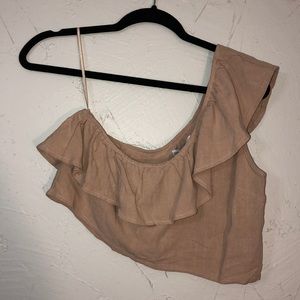 Tan off the shoulder cropped top